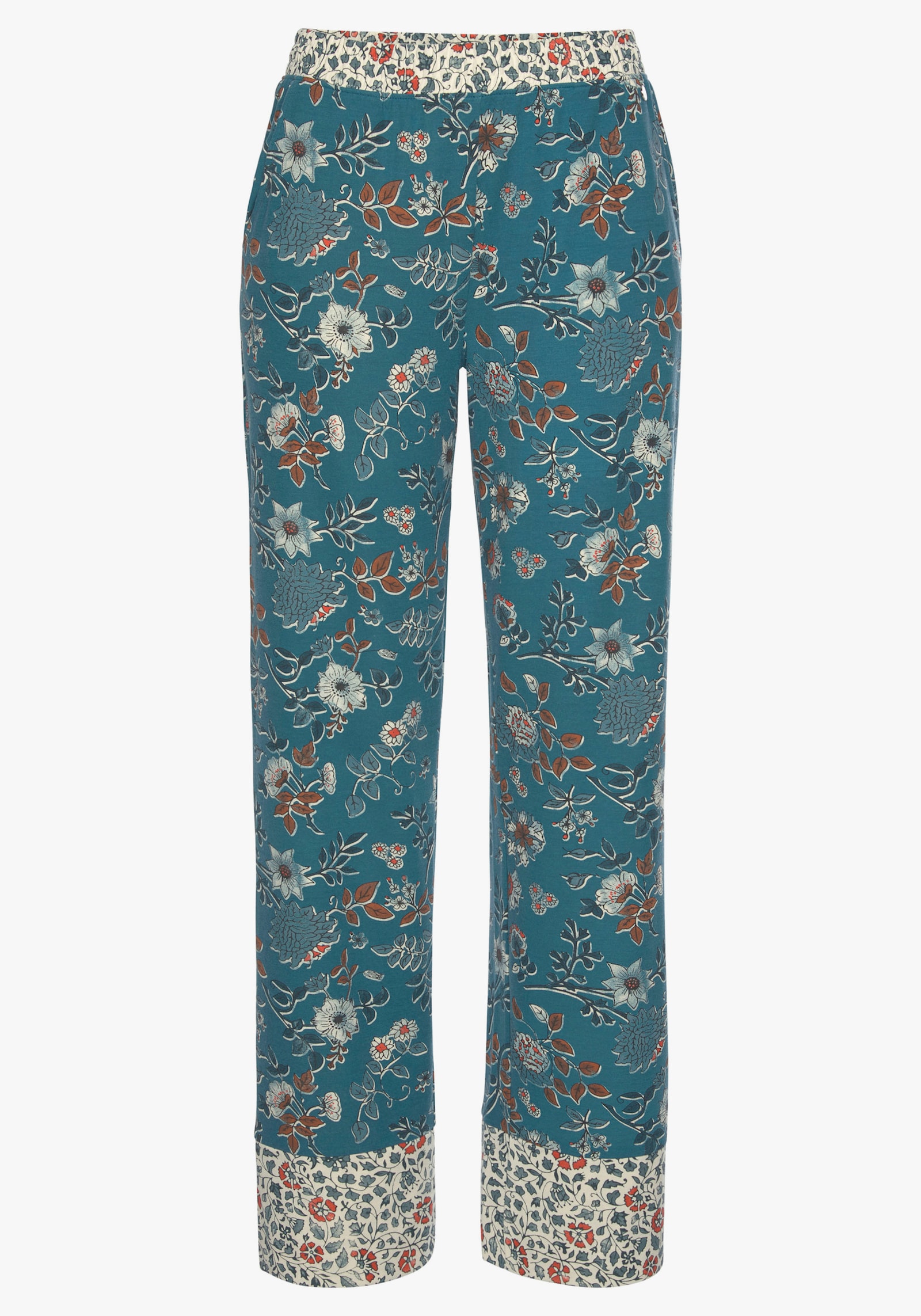 LASCANA Schlafhose - rauchblau-ecru