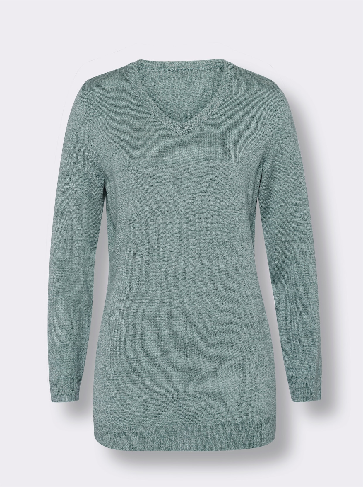 Longpullover - jade-ecru-meliert