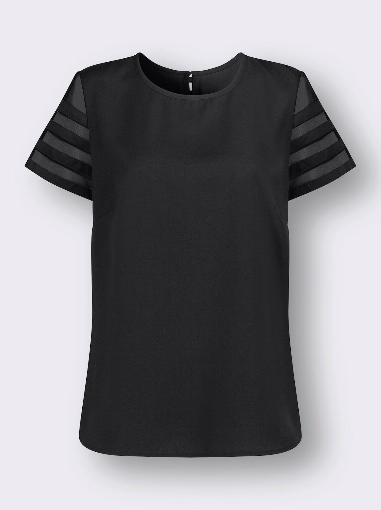 Blouse m. korte mouwen - zwart