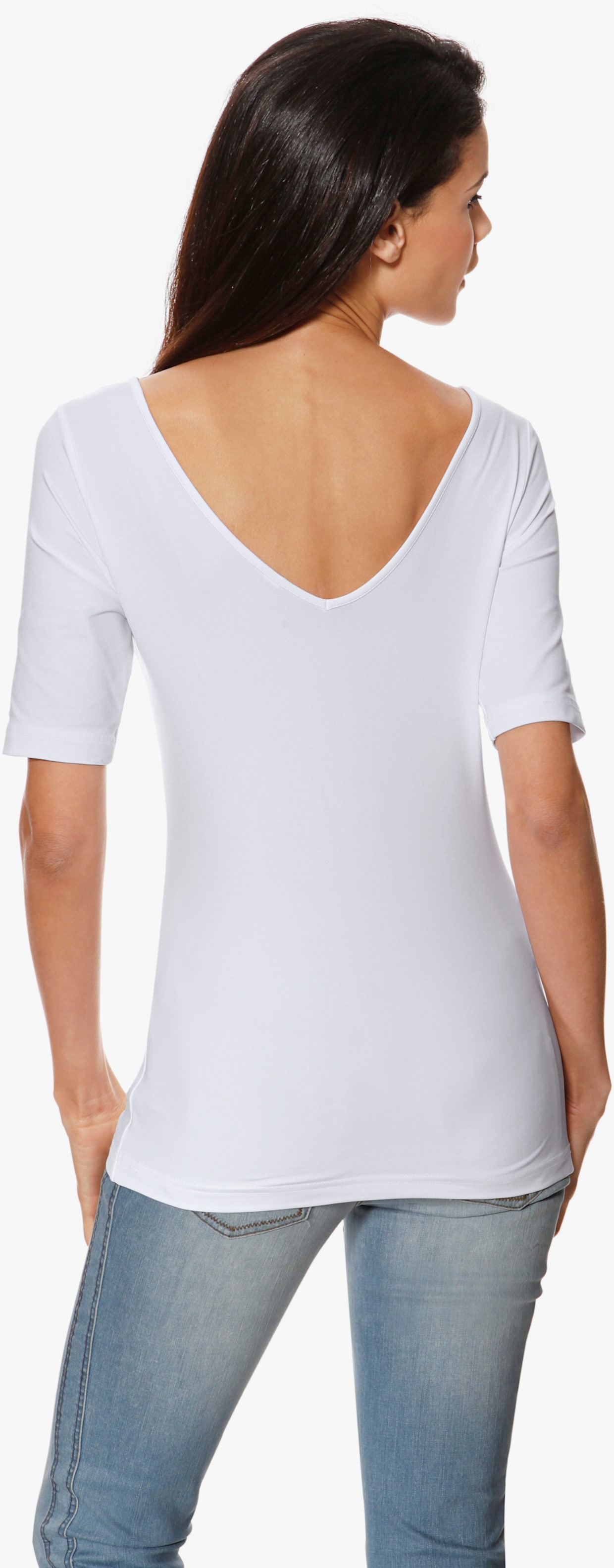 heine T-shirt encolure en U - blanc