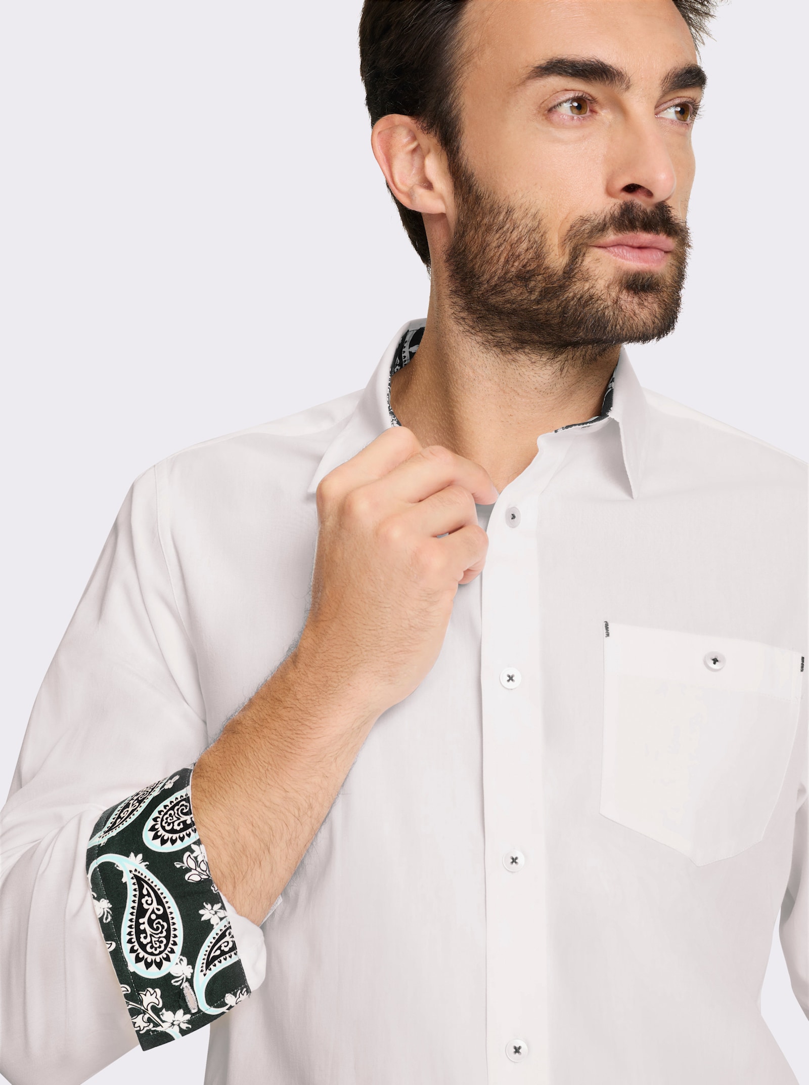 Marco Donati Langarmhemd mit Details im Paisley-Print - weiss