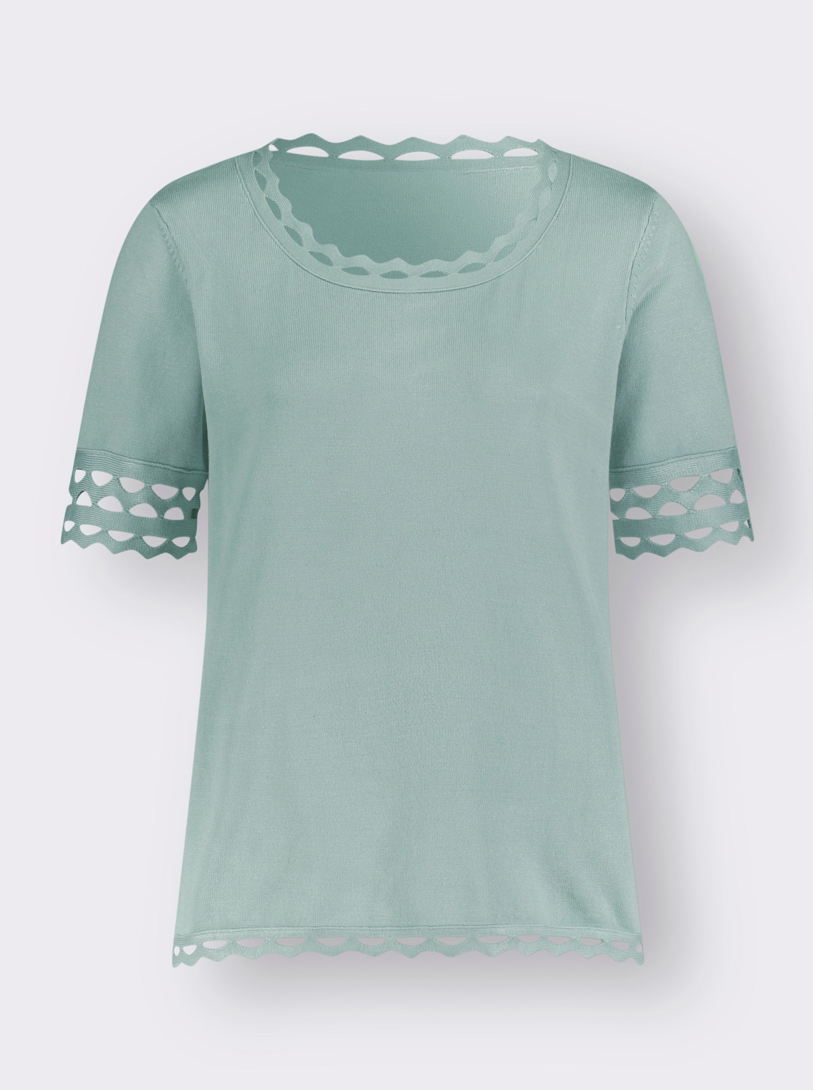 Pull à manches courtes avec finitions ondulées - menthe