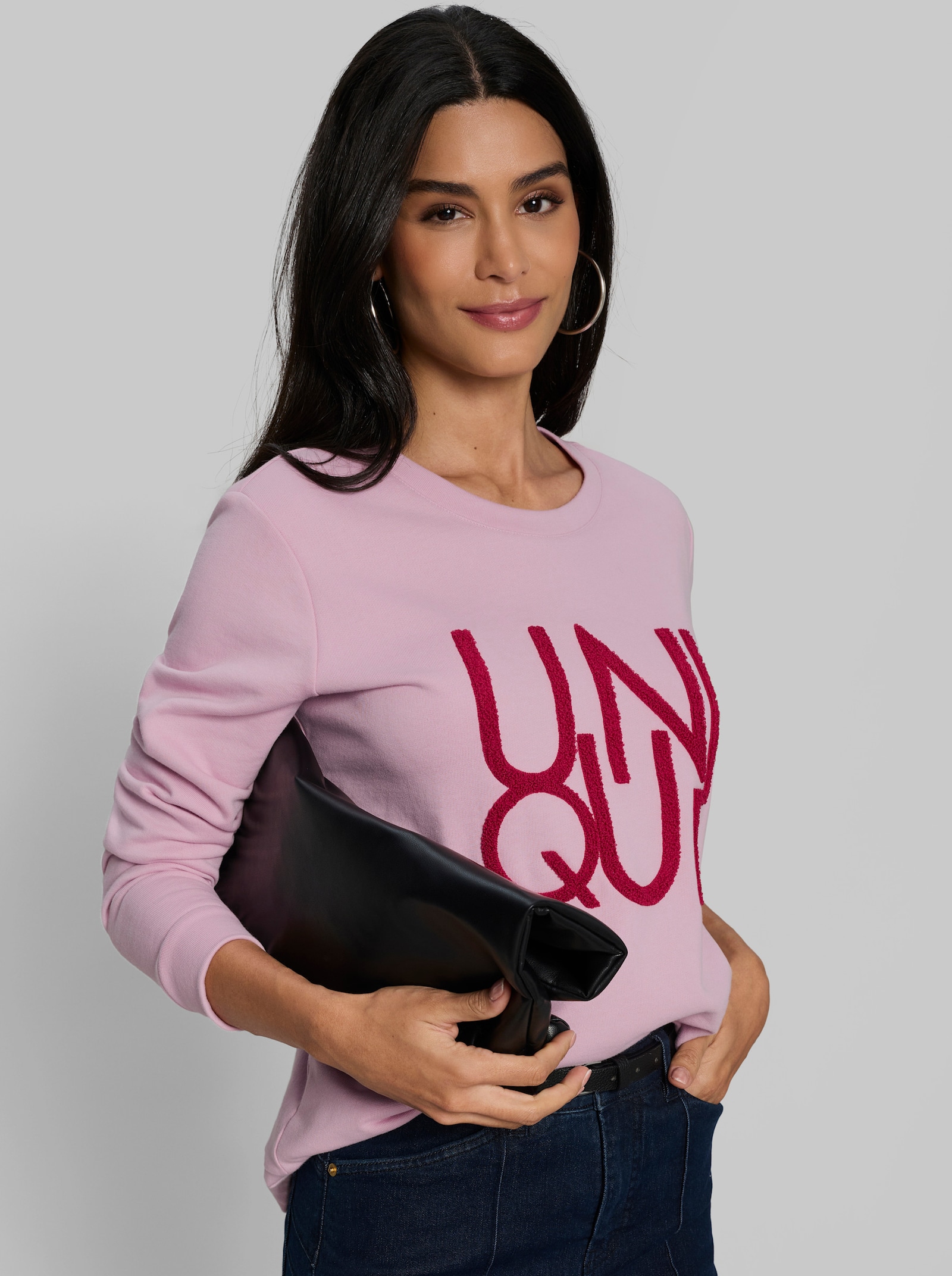 heine Sweatshirt mit Schriftzug - rosé