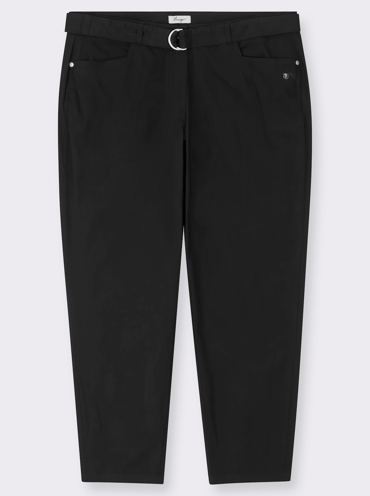 sheego Chinohose mit Gürtel - schwarz