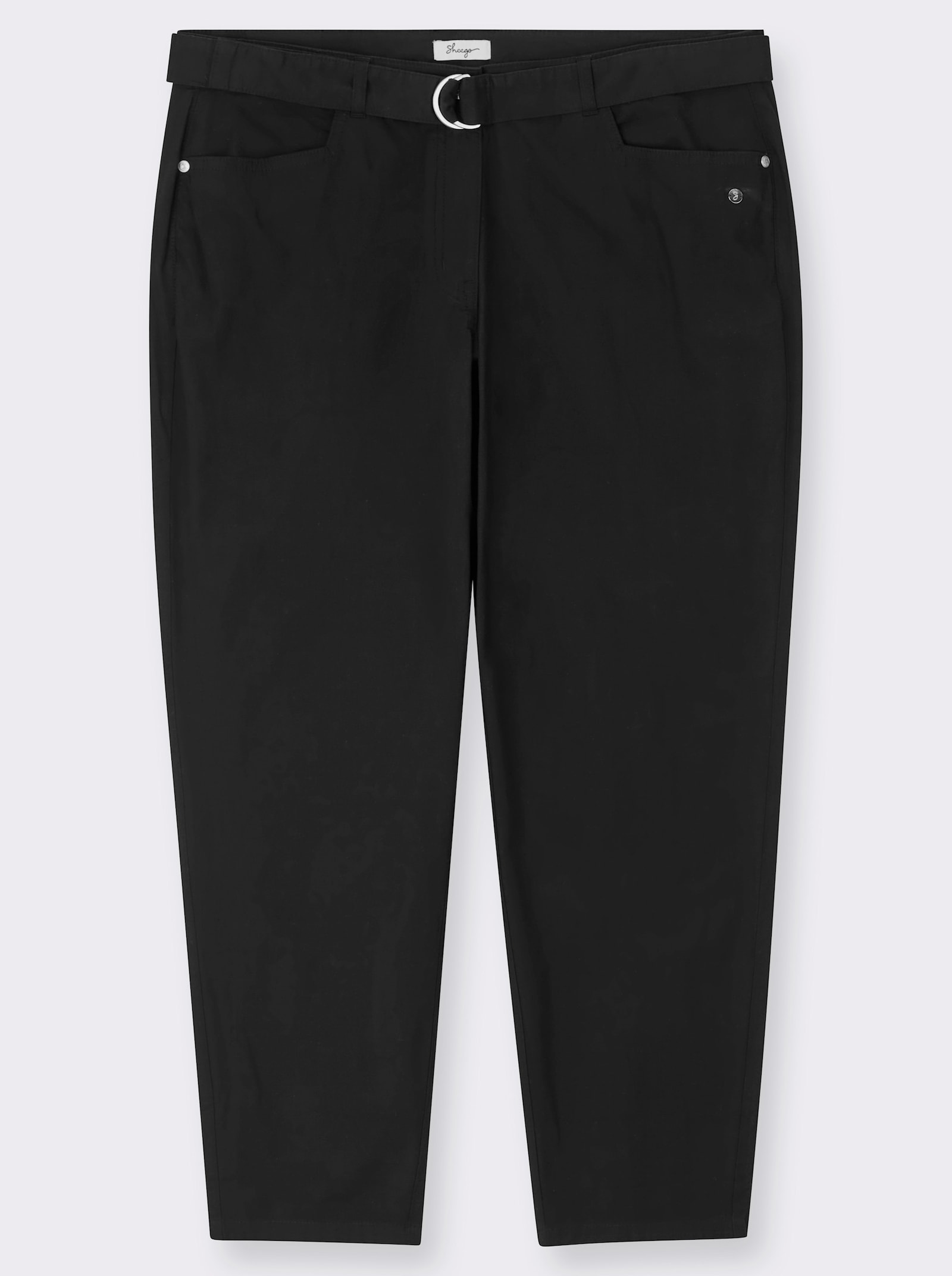 sheego Chinohose mit Gürtel - schwarz