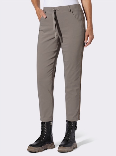 7/8-Hose mit Glanzband-Verzierung - dunkeltaupe