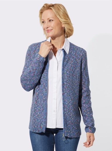 Strickjacke in Melange-Qualität - mittelblau-meliert