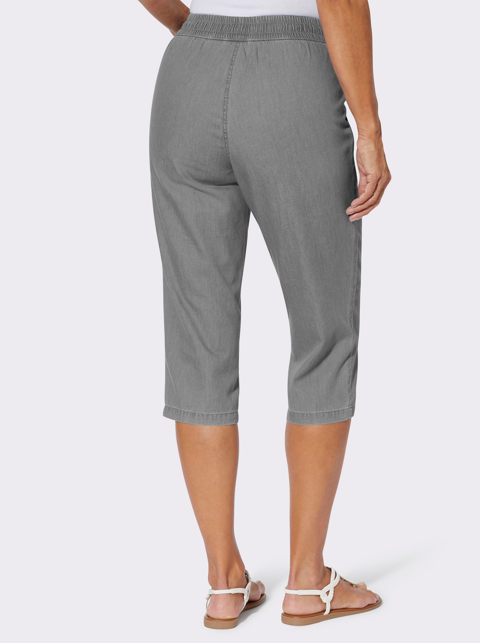 Caprijeans mit Rundum-Dehnbund - grey denim