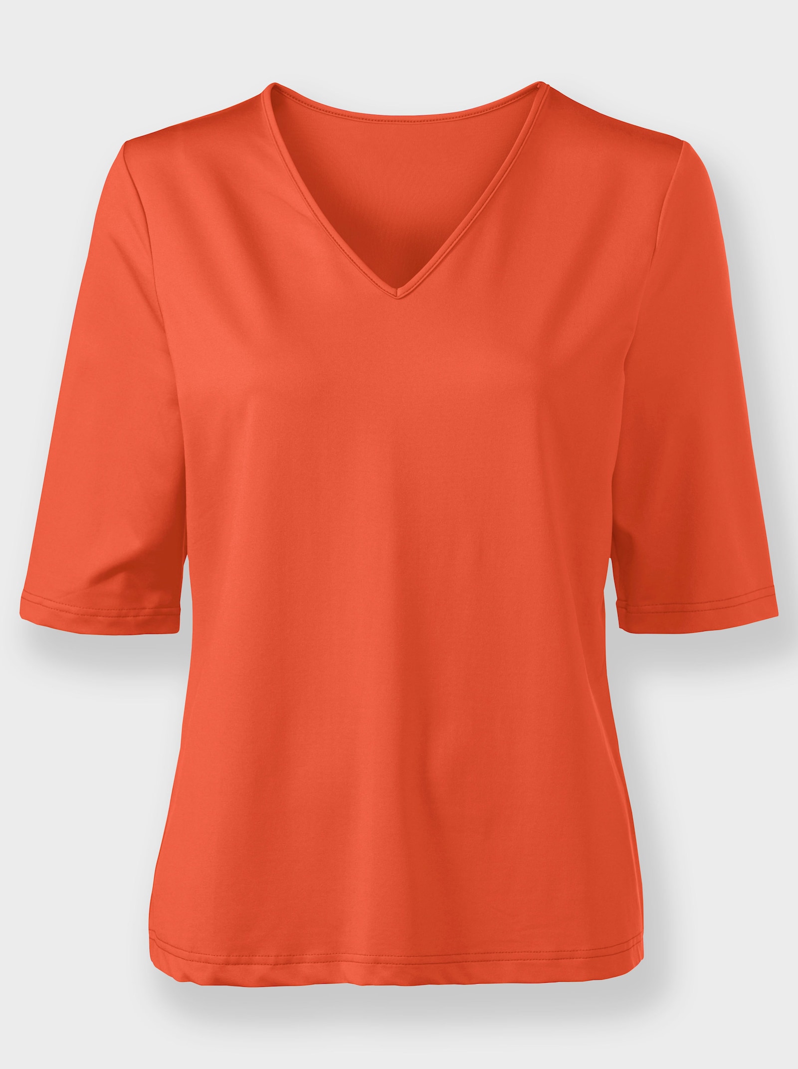 V-Shirt mit V-Ausschnitt, pflegeleicht - orange