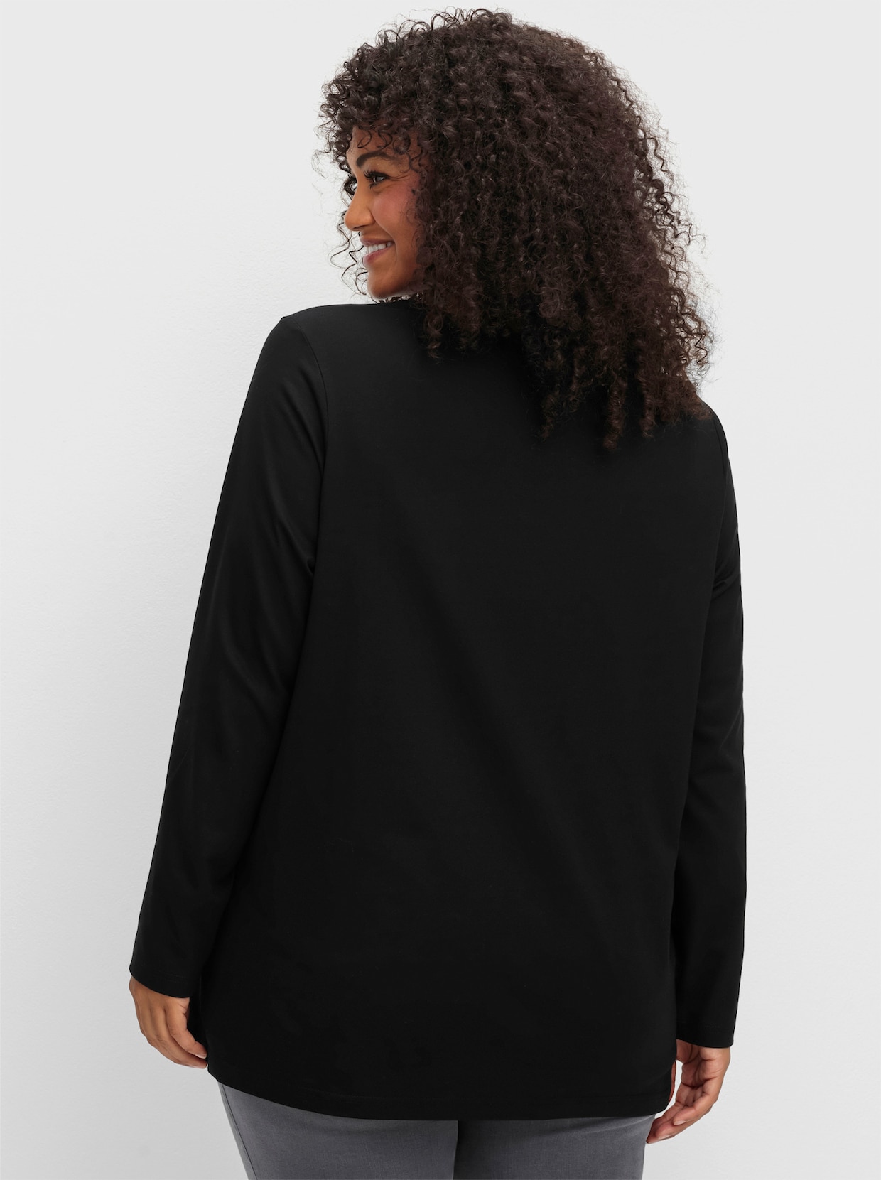 sheego Shirt met lange mouwen - zwart