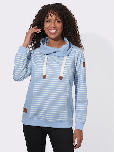 Sweatshirt im Streifenmuster - eisblau-ecru