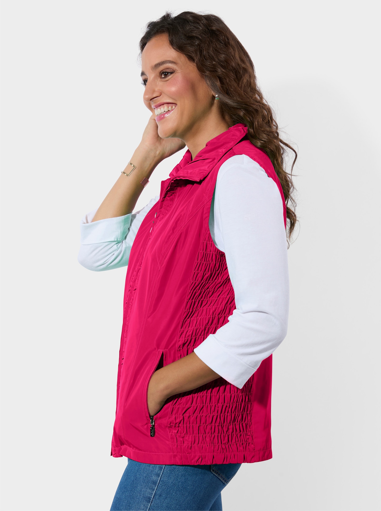 Weste mit figurfreundlicher Raffung - pink