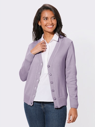 Strickjacke mit farblich abgestimmten Knöpfen - flieder