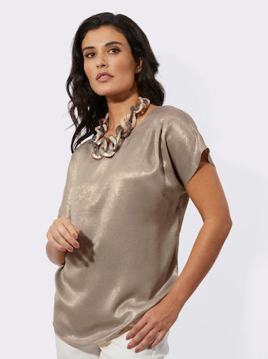 Schlupf-Bluse mit Metallic-Beschichtung - goldfarben