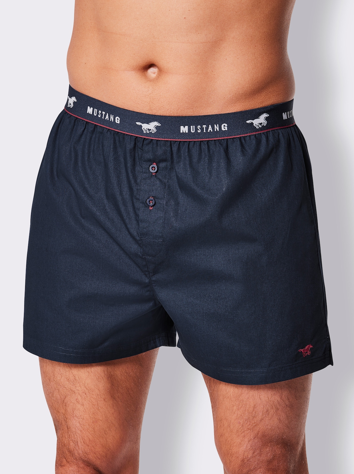 Mustang Boxershorts - marine + marine-kariert