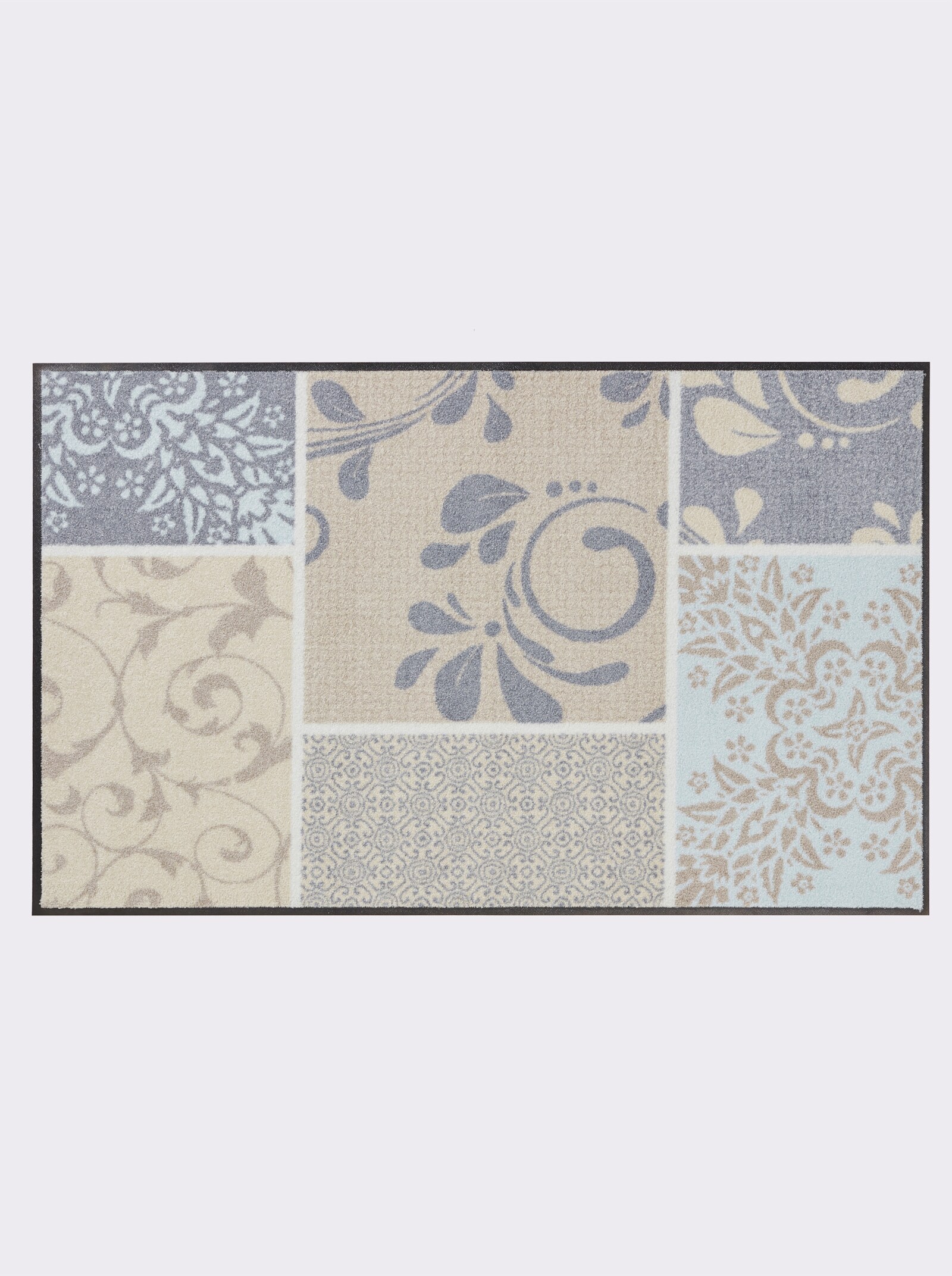 Salonloewe Fußmatte - hellblau-taupe-bedruckt