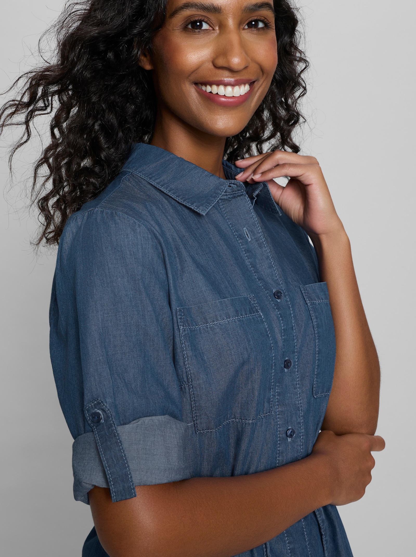 heine Jeansbluse mit Tunnelzug - blue-bleached