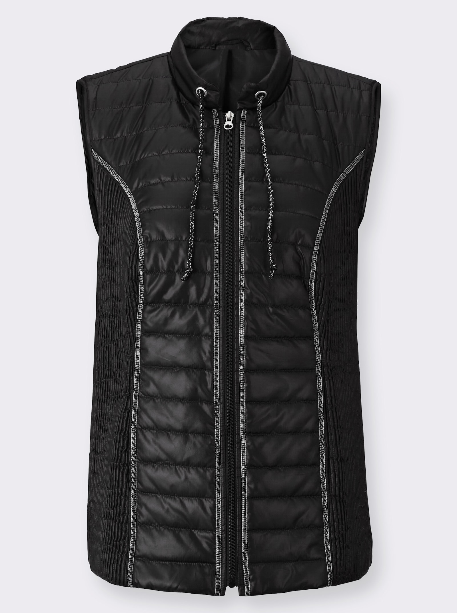 Bodywarmer met gesmokt zijdeel - zwart