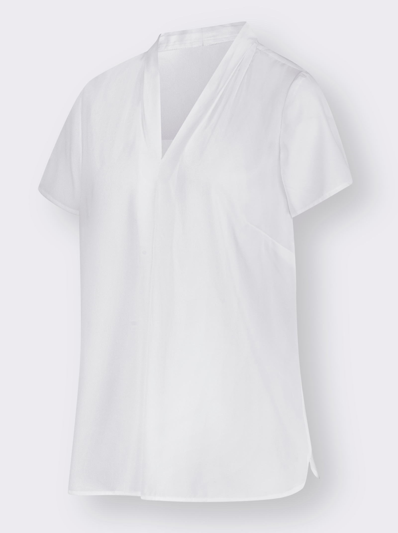 Tuniek met stolpplooi bij de V-hals - wit