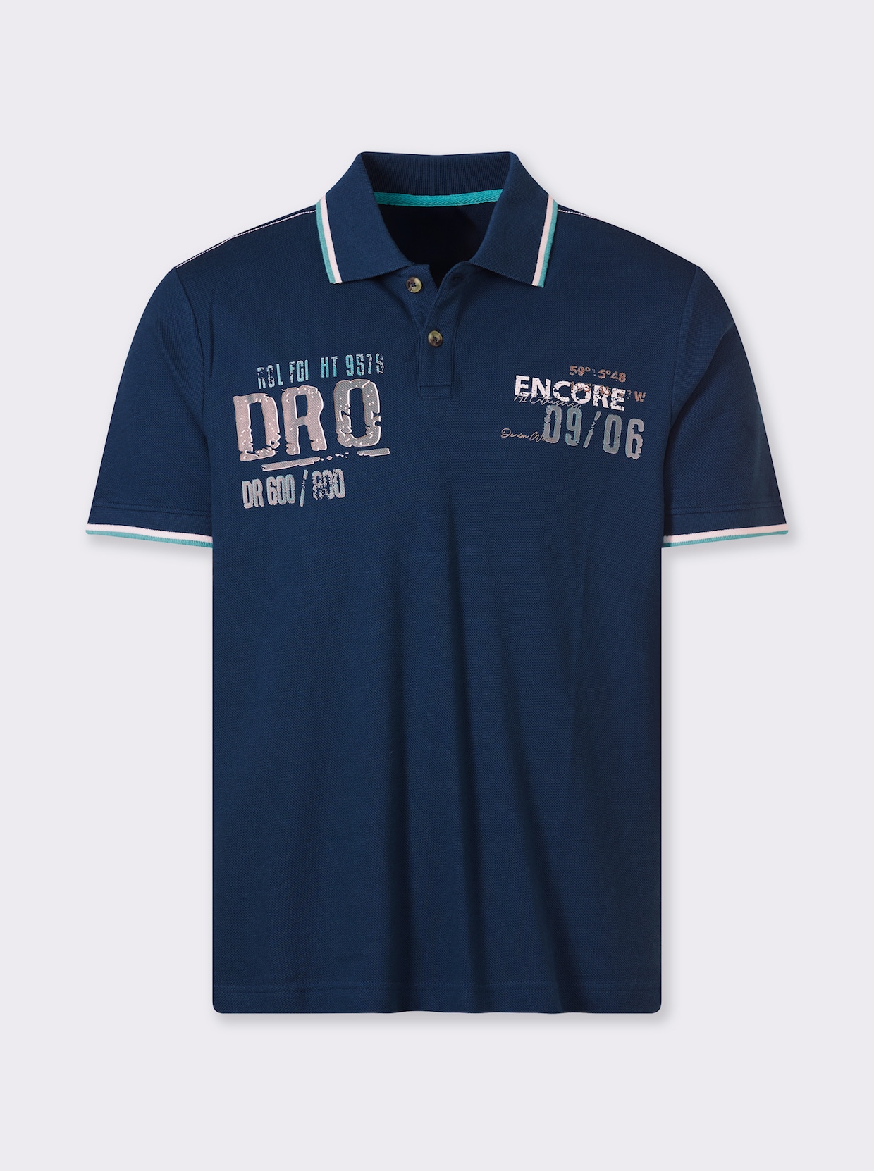 Catamaran Kurzarmshirt mit Kontrast-Details, Pikee - dunkelblau