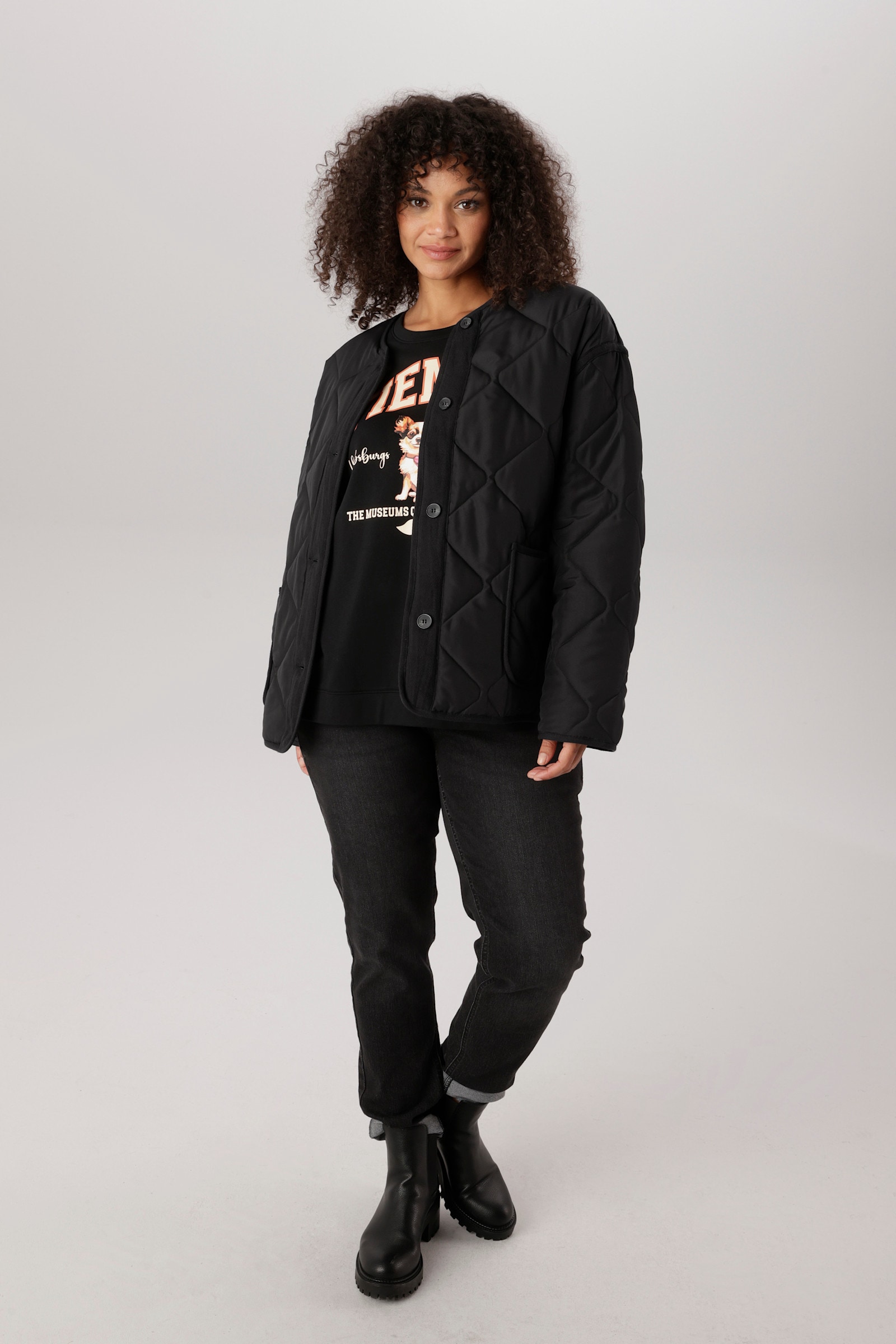 Aniston PLUS Steppjacke - schwarz