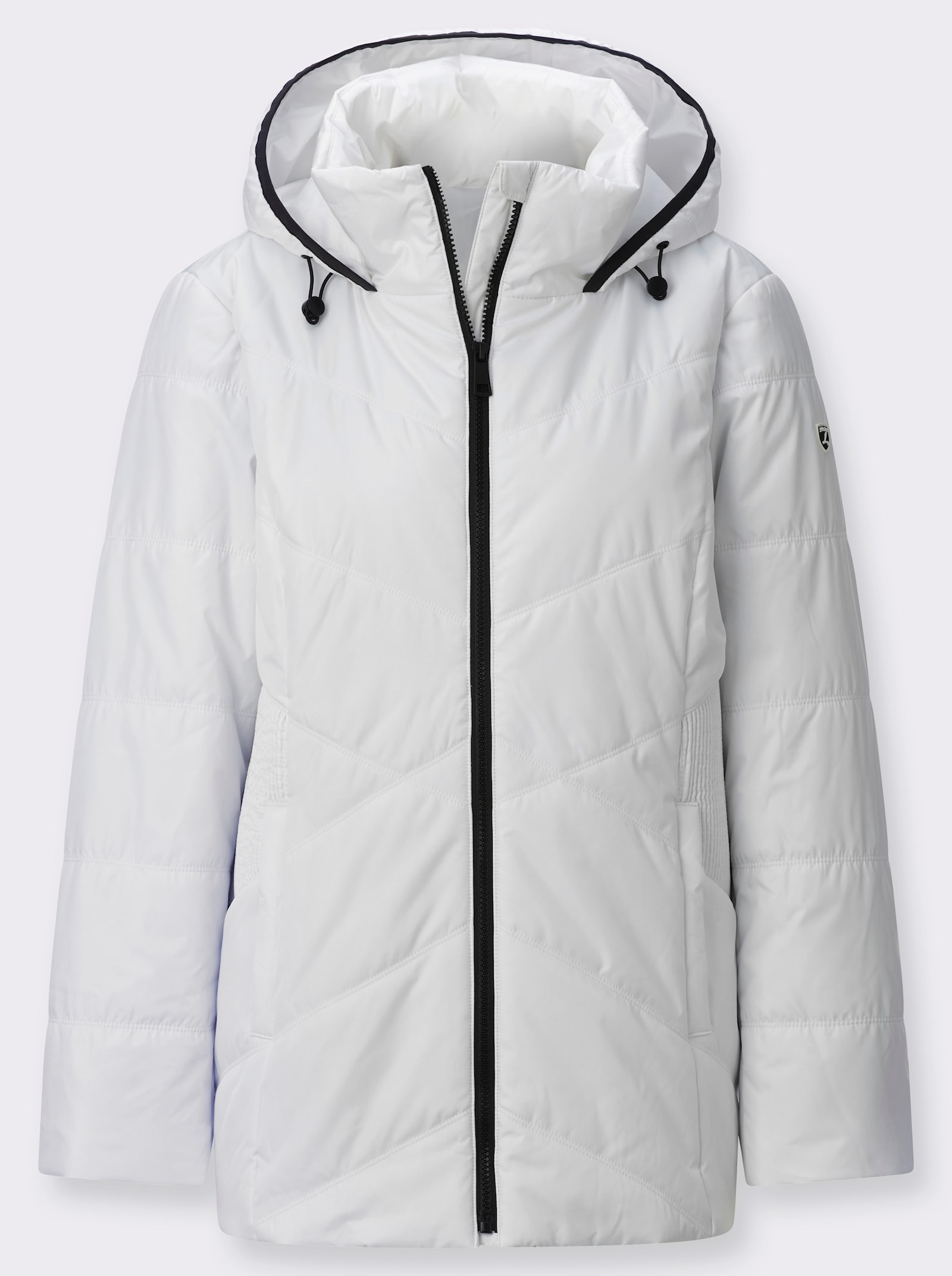 Steppjacke mit gesmokten Seitenpartien - weiß