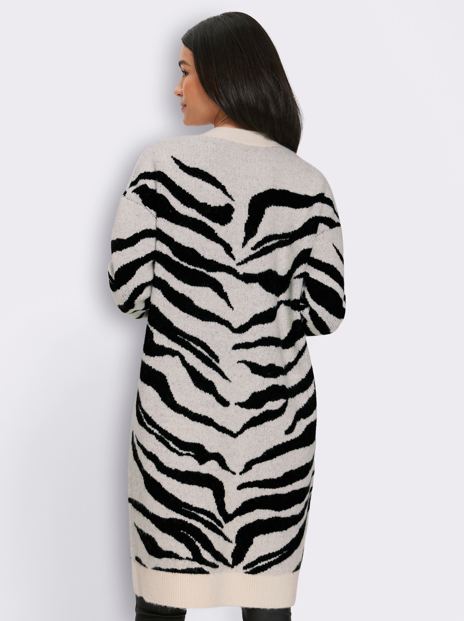 heine Vest van jacquard in zebralook - champagne/zwart gedessineerd