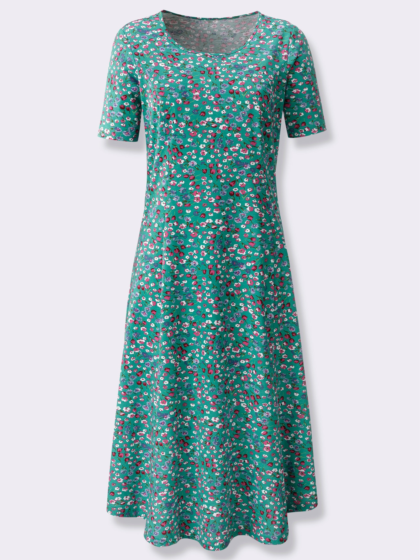 Sommerkleid - smaragd-fuchsia-bedruckt