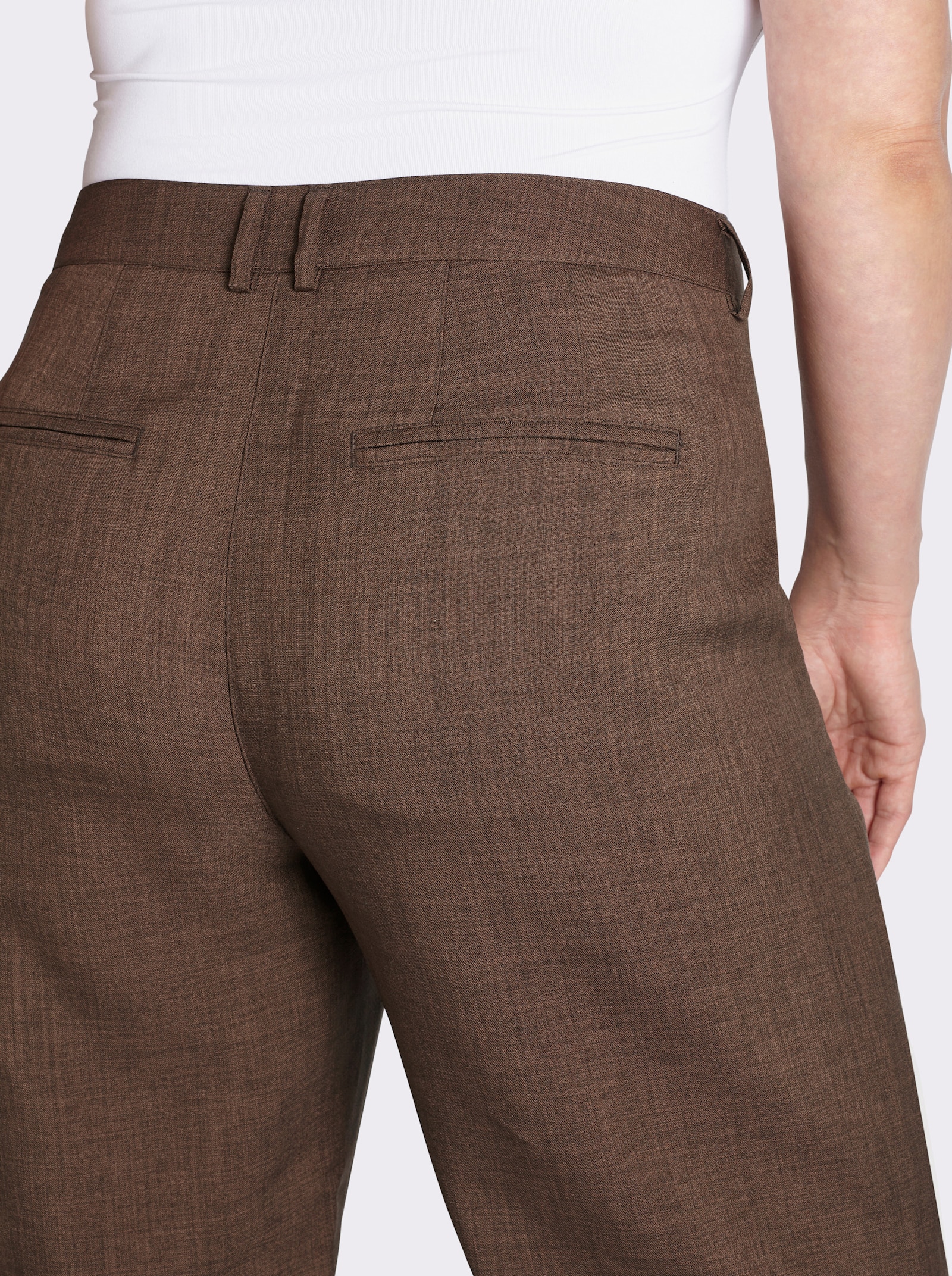 sheego Pantalon chino légèrement structuré - chocolat chiné