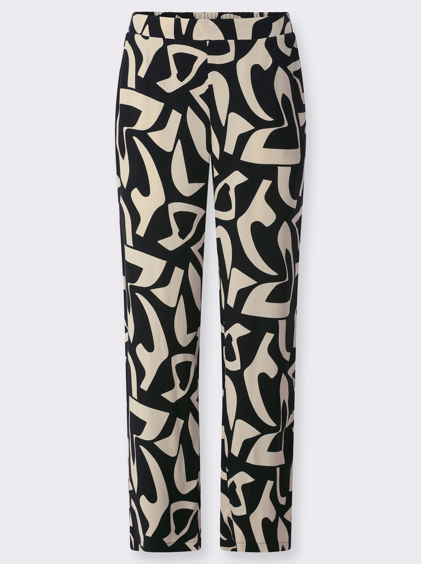 Schlupfhose mit seitlichen Taschen - sand-schwarz-bedruckt