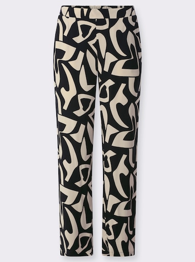 Schlupfhose mit seitlichen Taschen - sand-schwarz-bedruckt