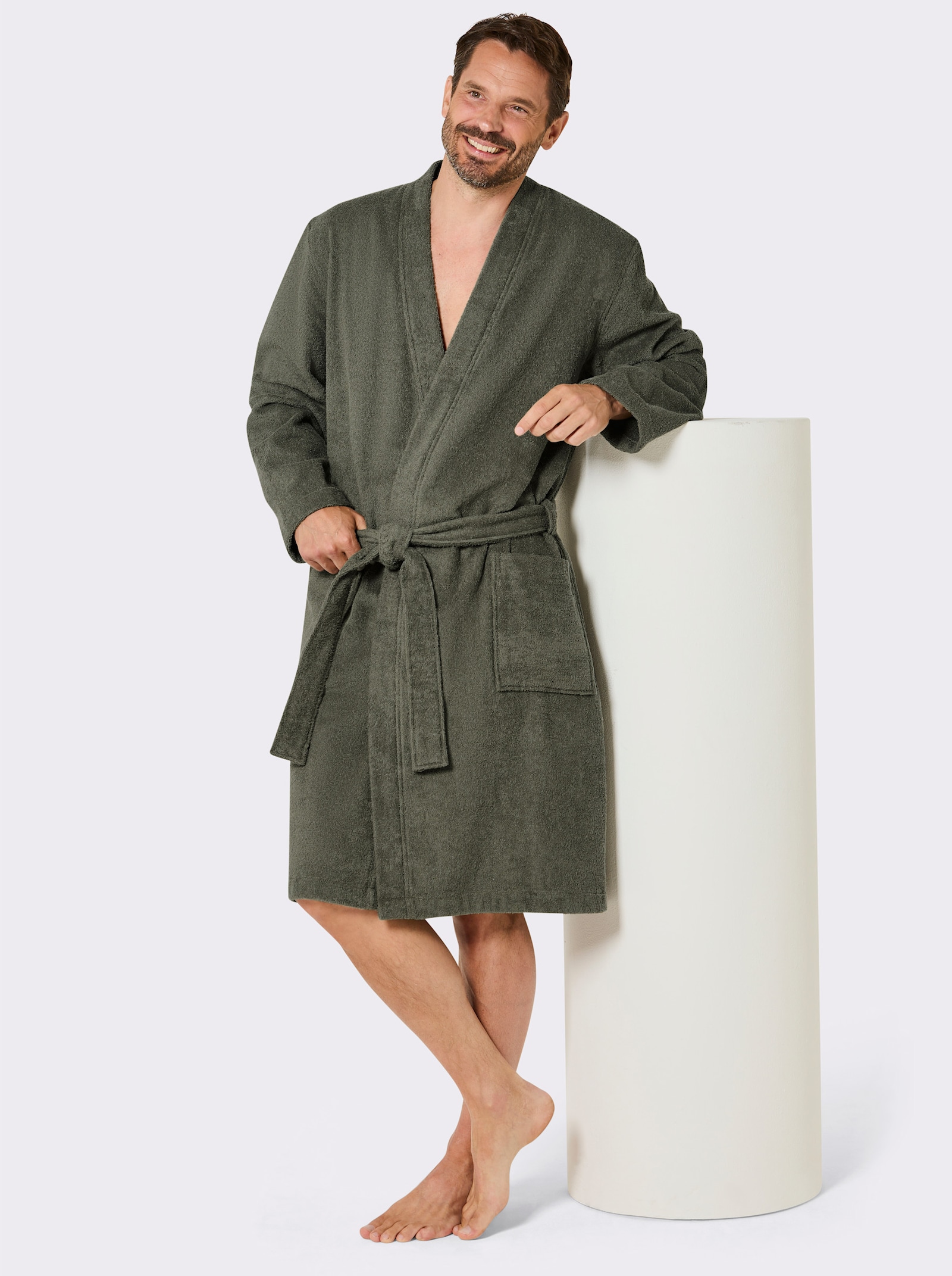 feel good Bademantel in Frottee-Qualität - khaki