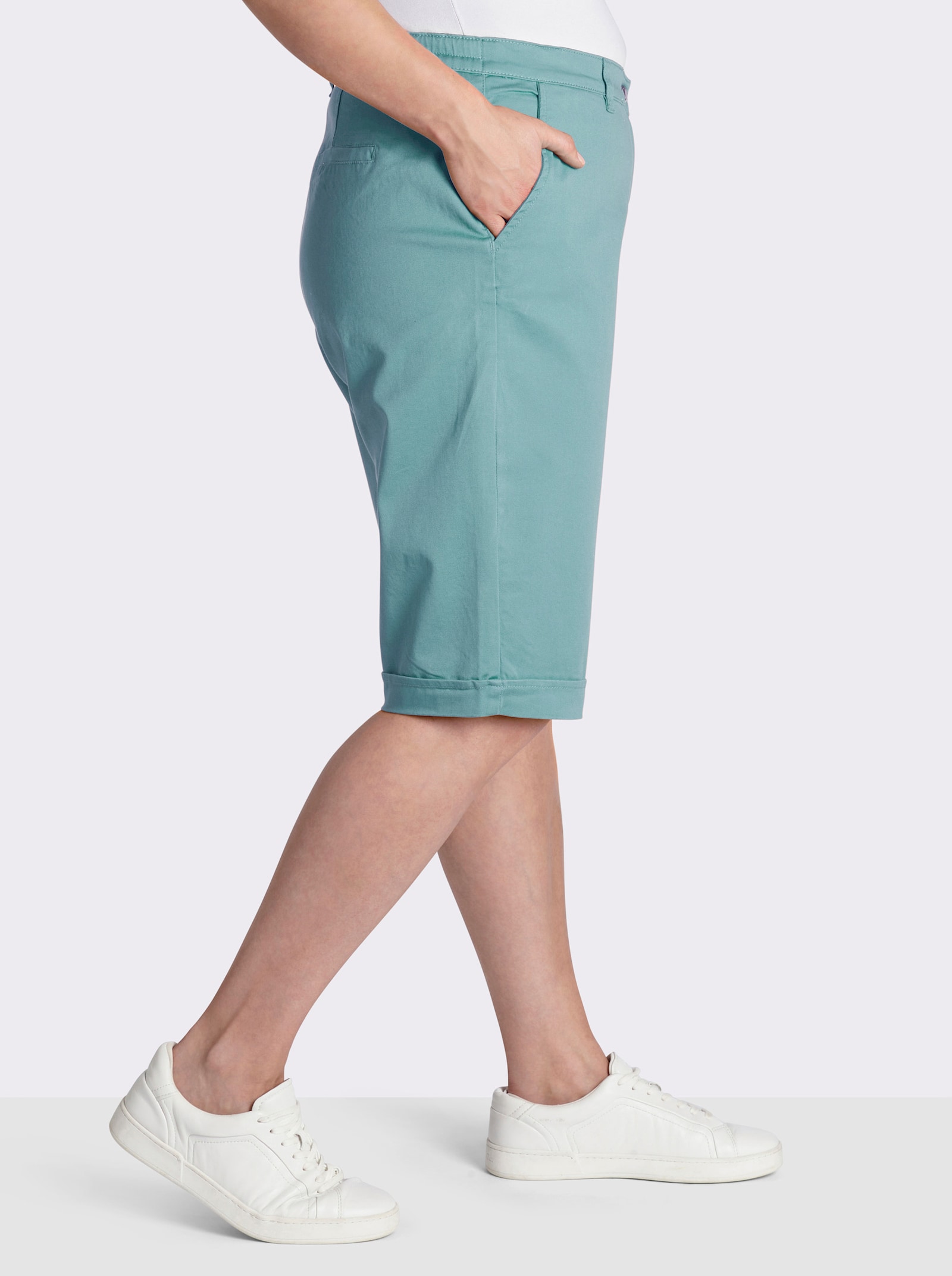 Jeansbermudas mit Dehnbund hinten - ozean