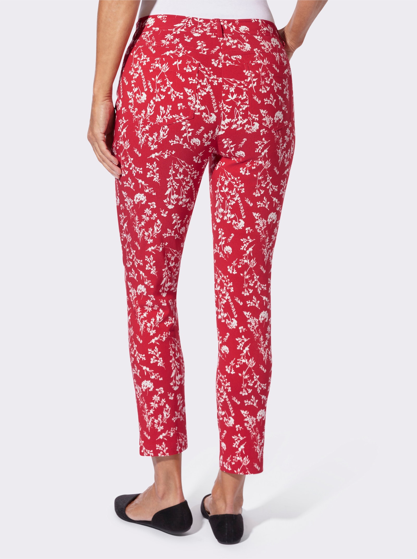 Bengalinhose mit floralem Druck - erdbeere-ecru-bedruckt