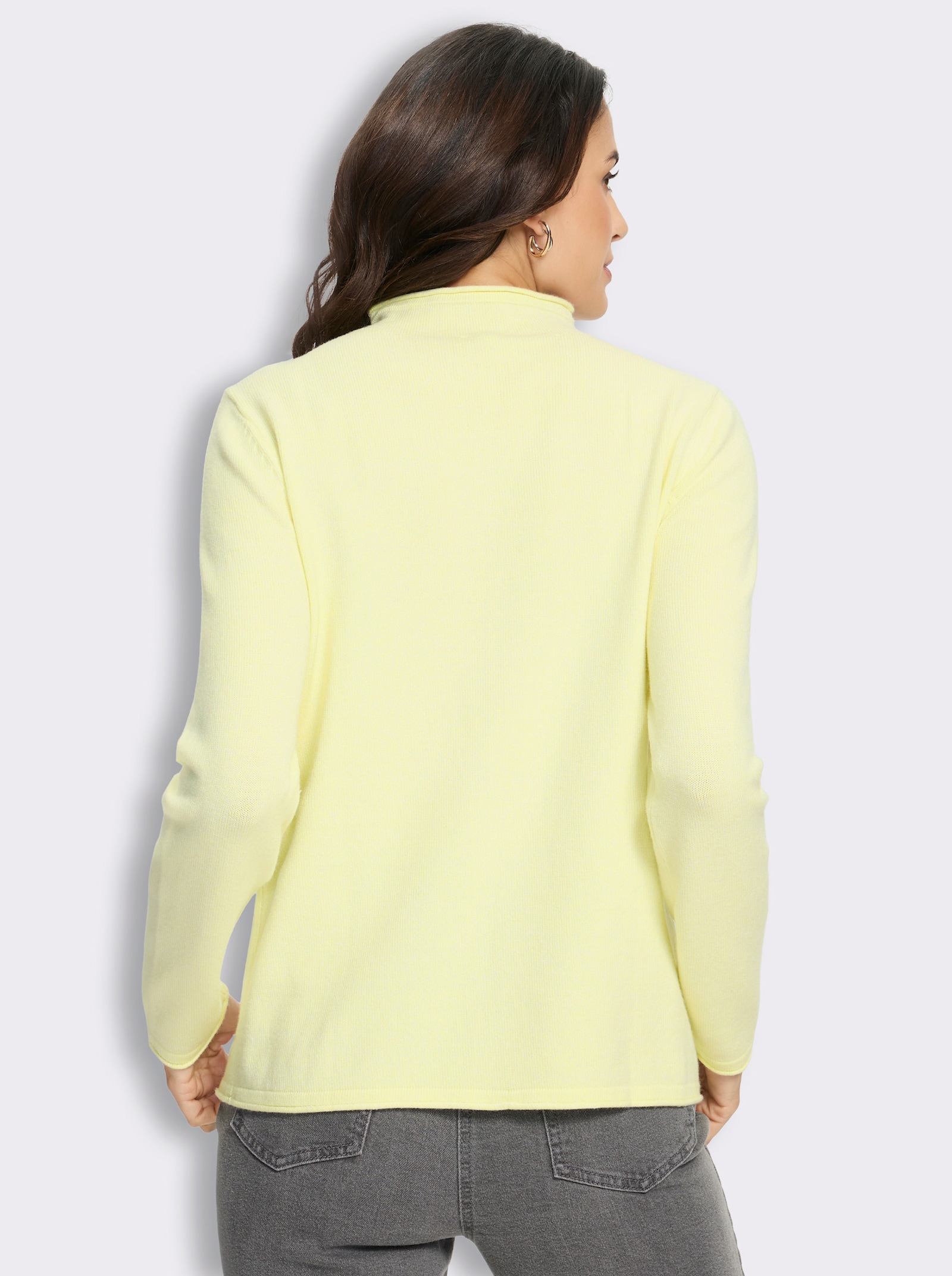 Feinstrickpullover mit Kelchkragen - pistazie-meliert