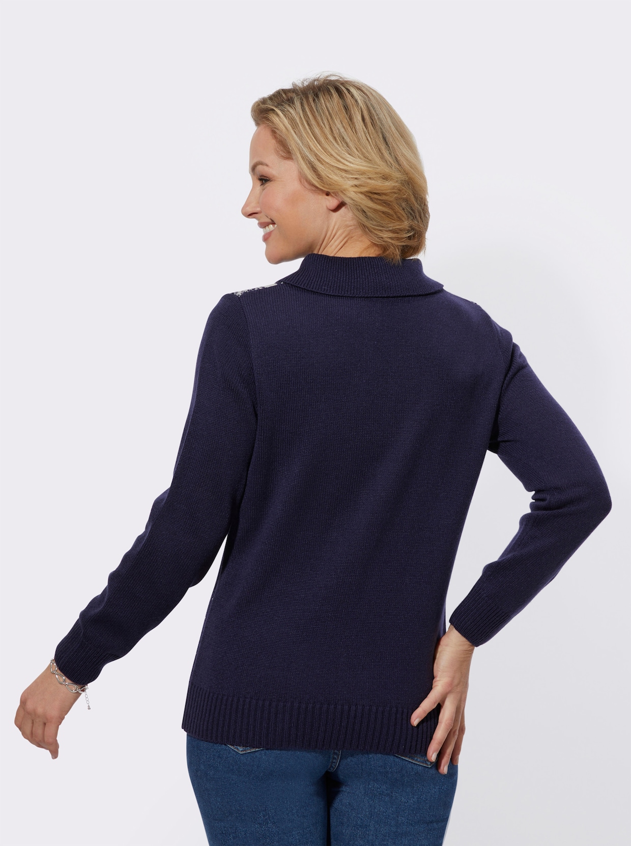 Pullover met lange mouwen - marine/lichtgrijs gedessineerd