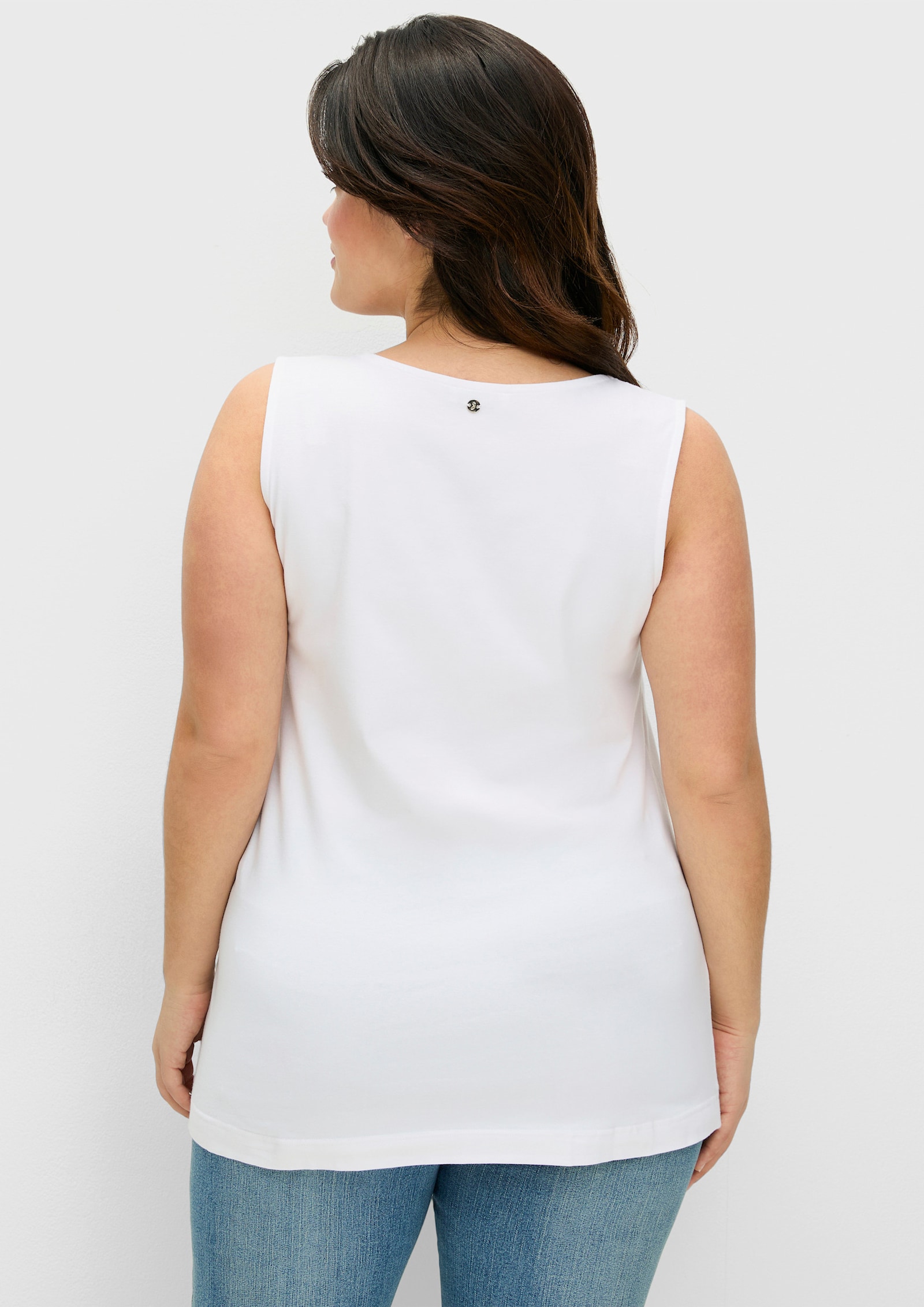 sheego Trägertop mit doppellagiger Front und Herzausschnitt - ecru