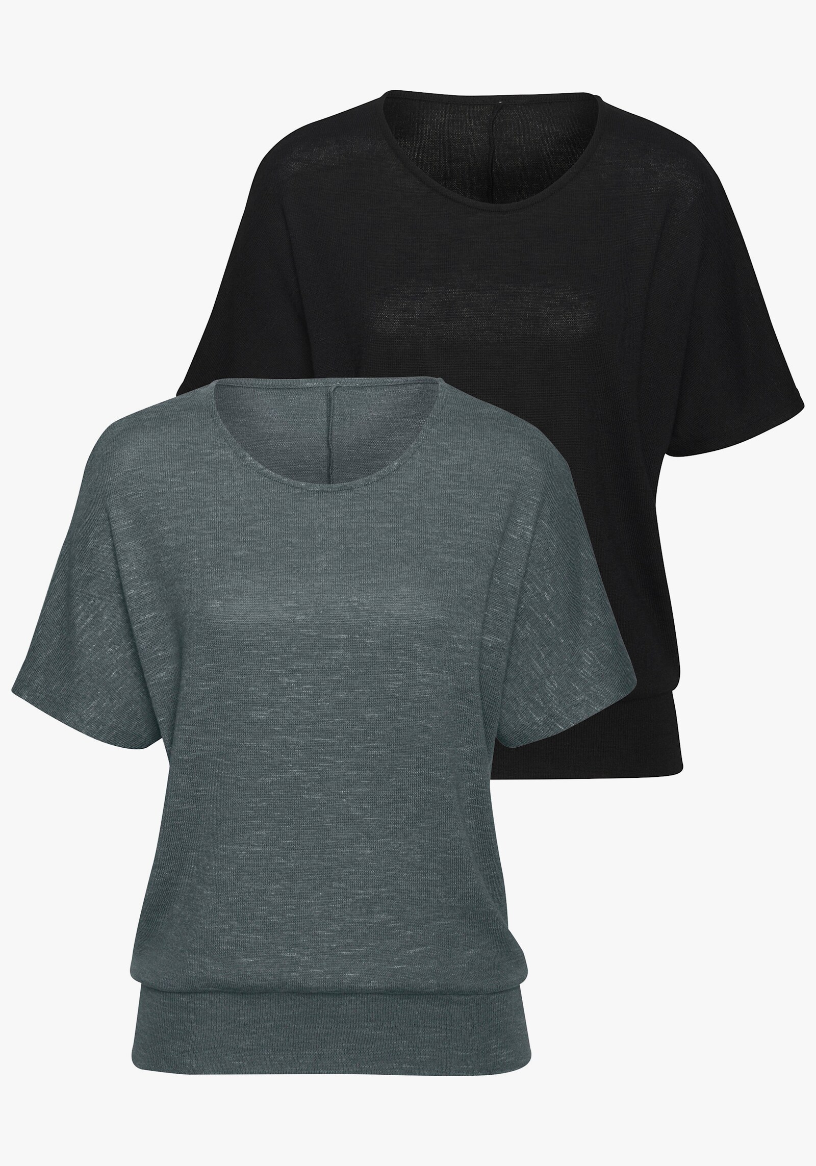 Vivance Kurzarmshirt - graugrün, schwarz