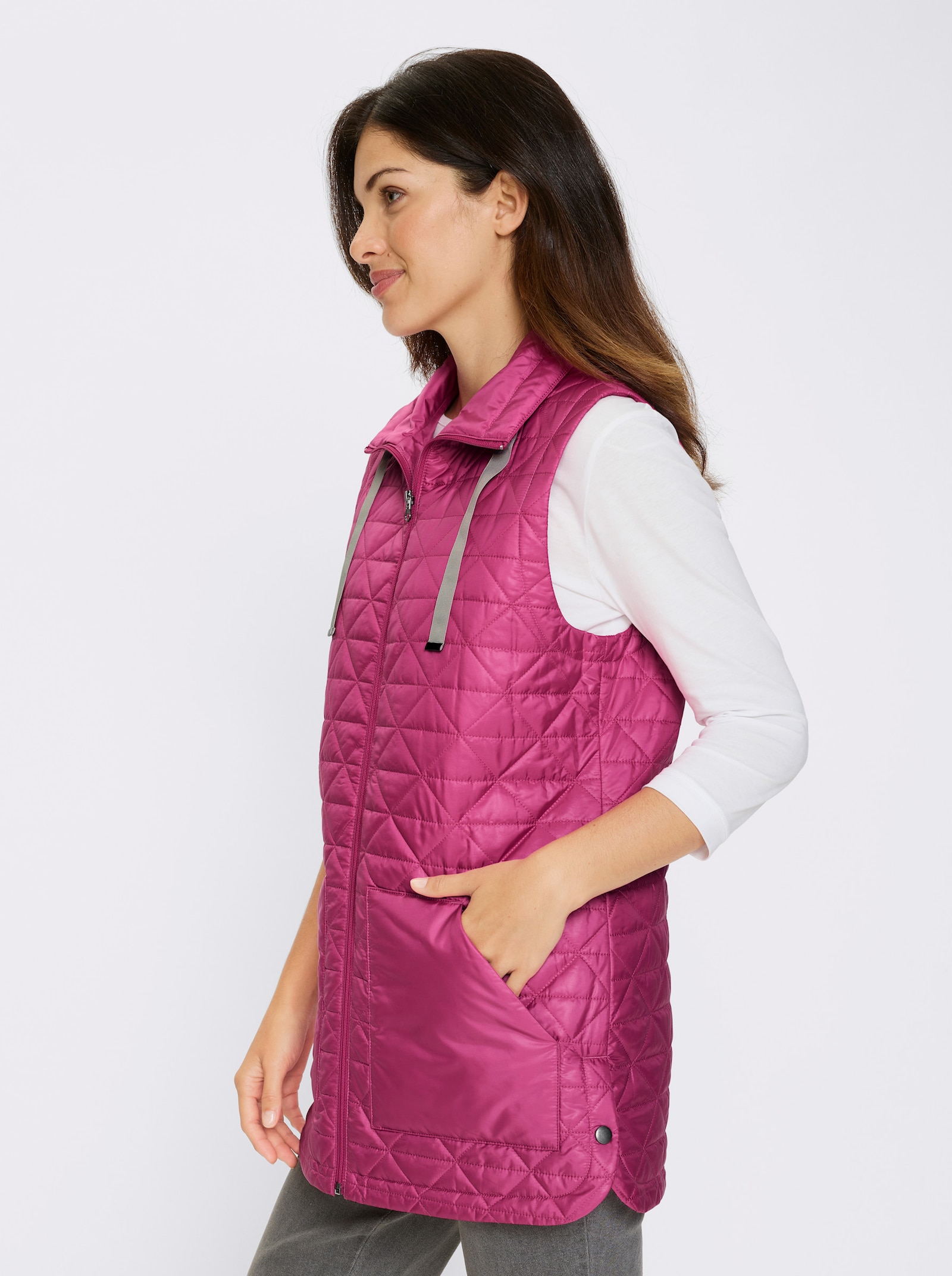 Steppweste mit Druckknöpfen - fuchsia