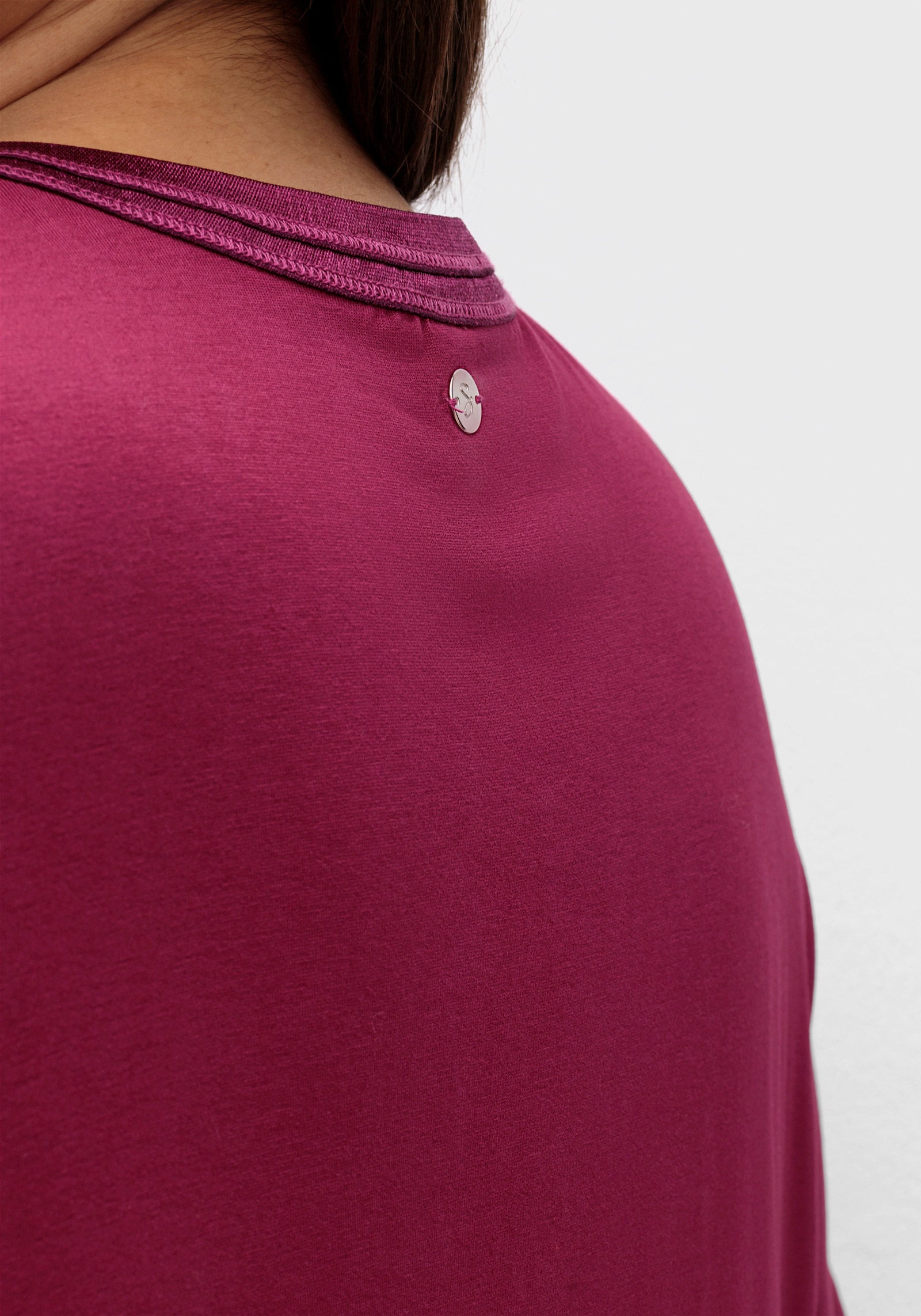 sheego Shirt mit Kellerfalte vorn - beere