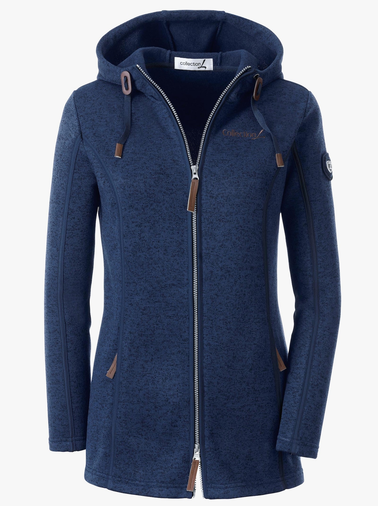 Fleecová bunda s kapucí - námořnická modrá-melír