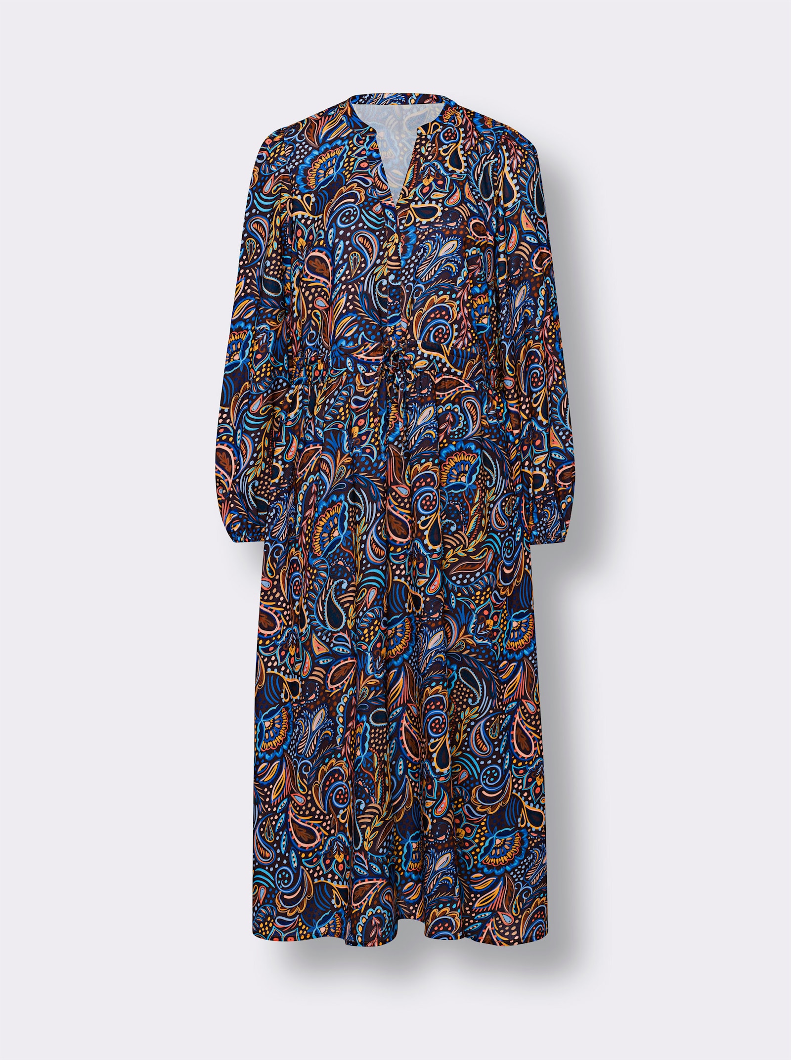 heine Jurk met print in paisleydessin - cognac/aqua bedrukt