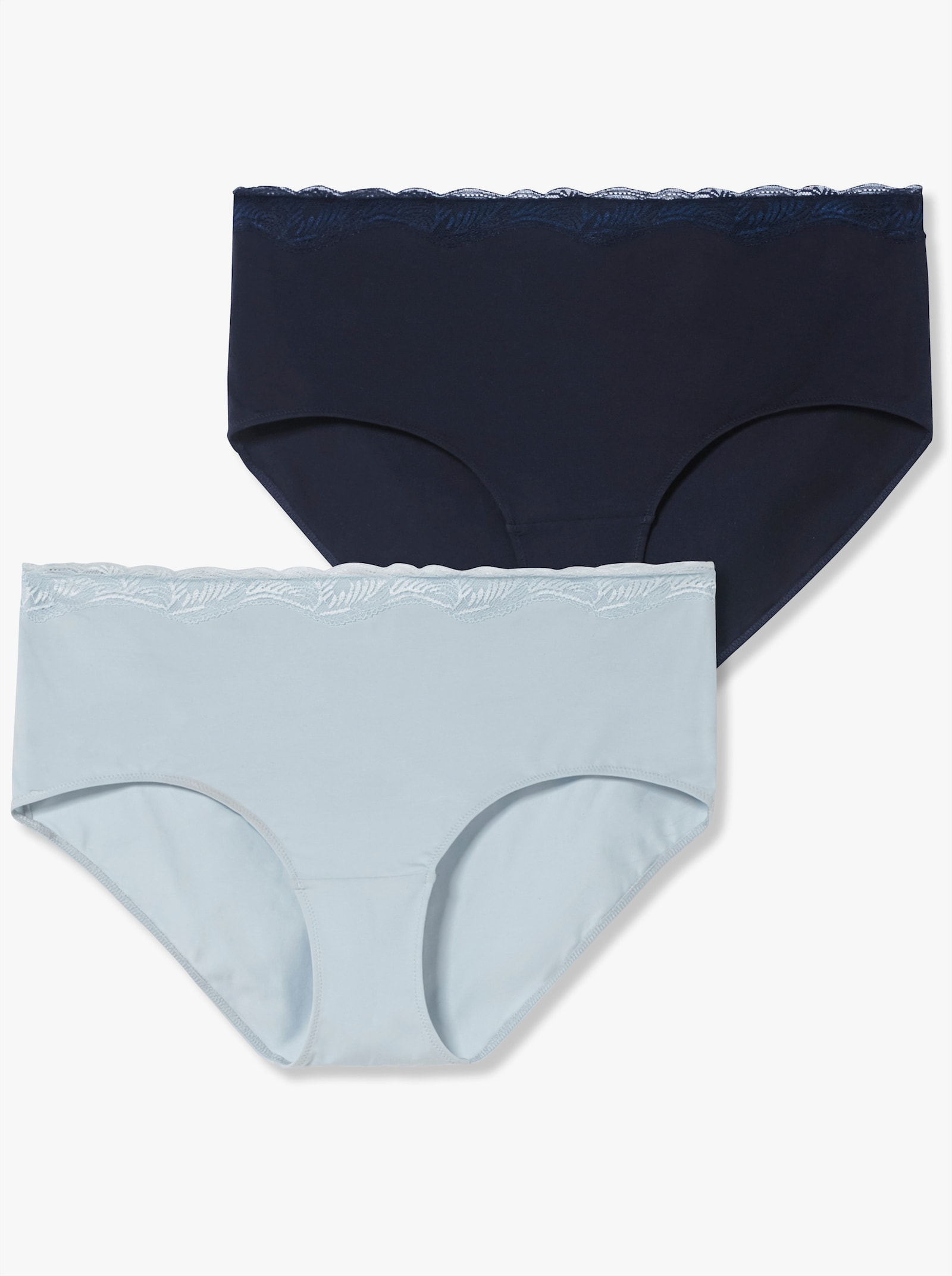 sheego Slip met kanten rand, in set van 2 - marine + lichtblauw