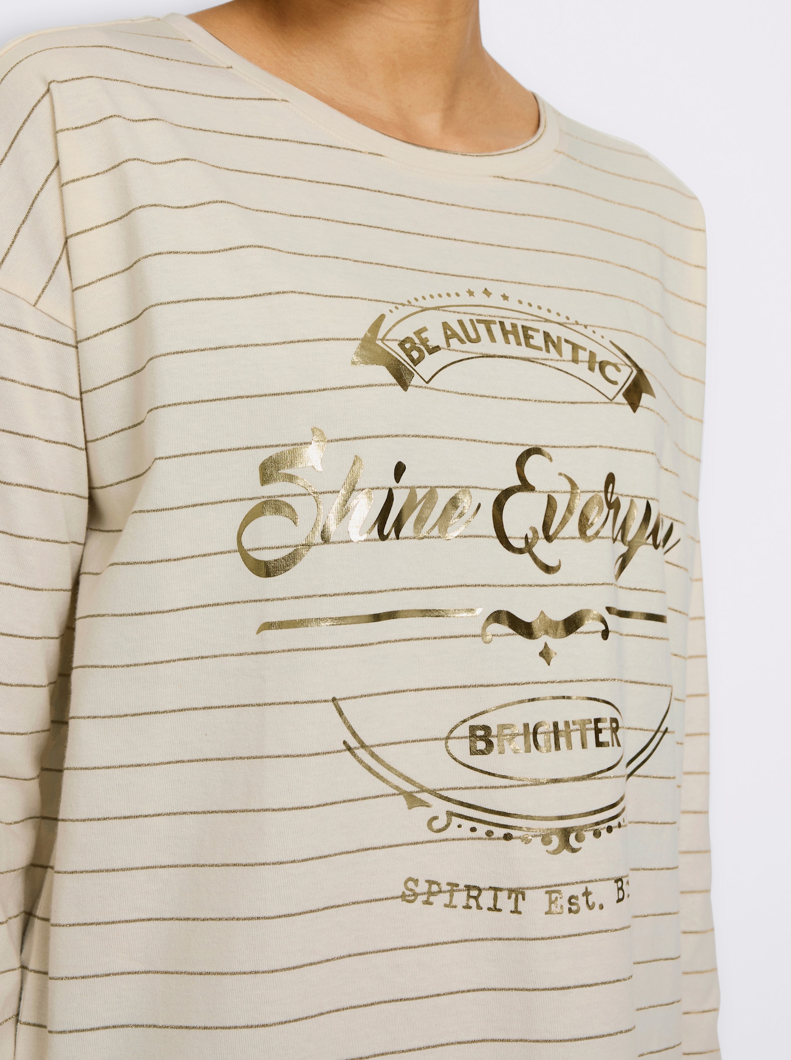 heine Ringelshirt mit Effektgarn - champagner-goldfarben-geringelt