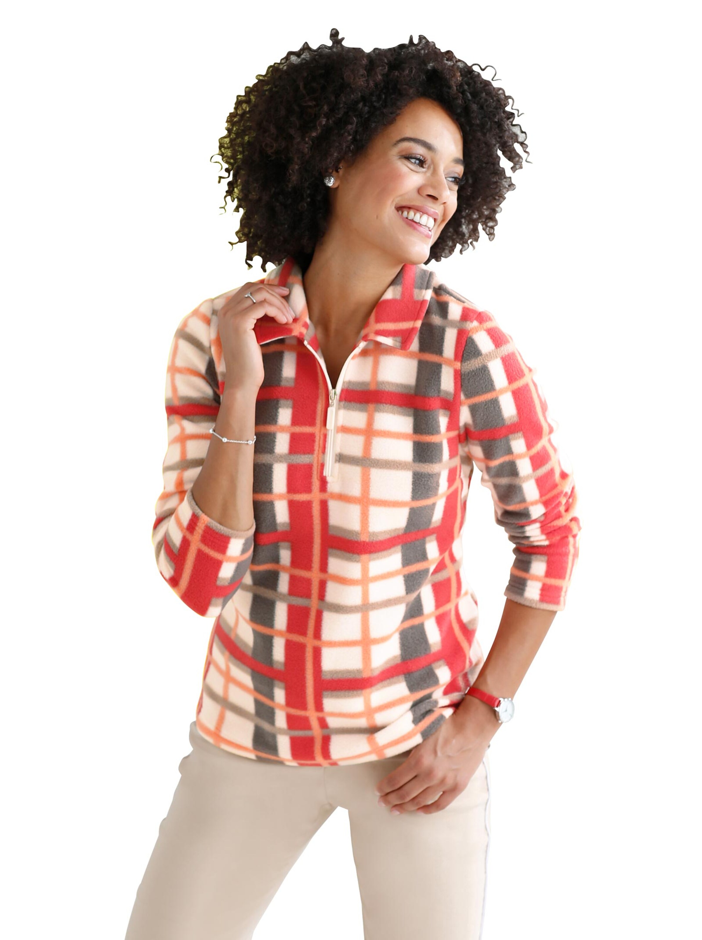 Fleece-Shirt - ecru-hummer-kariert