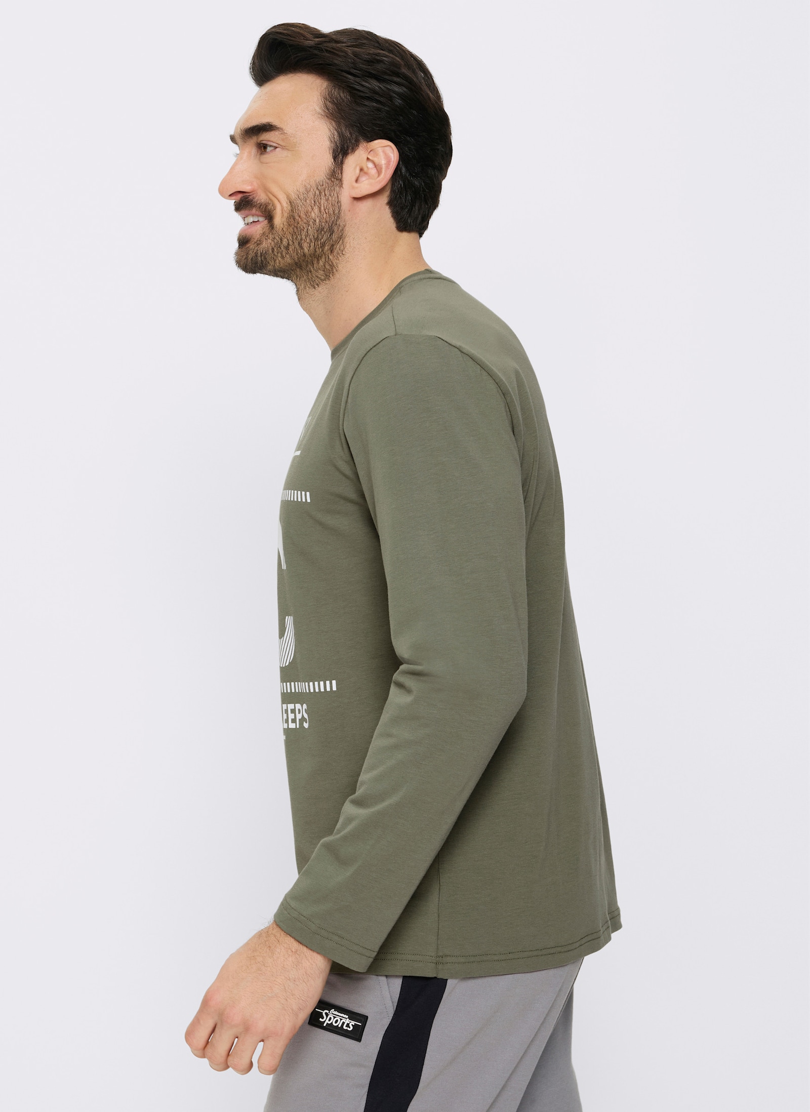Catamaran Sports Freizeitshirt mit platziertem Druck - khaki-weiß-bedruckt