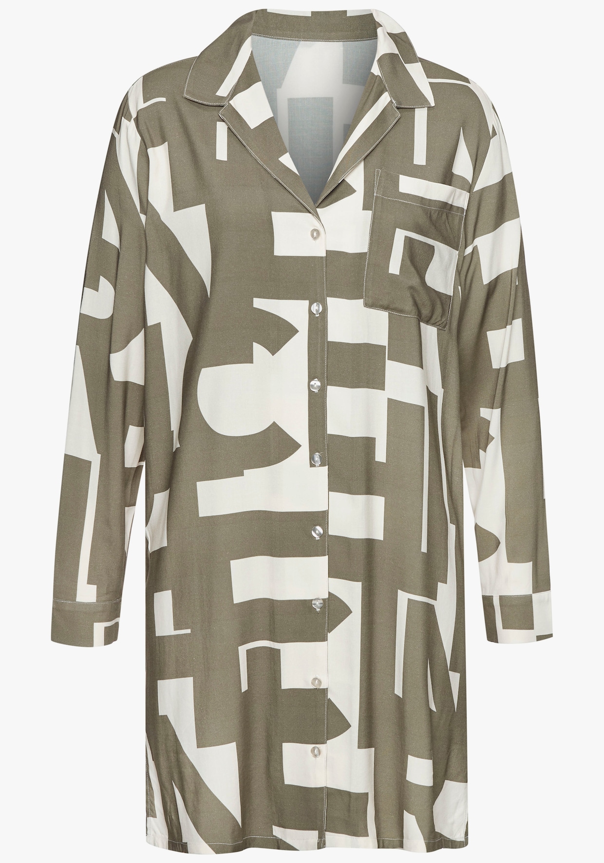 Chemise de nuit - vert-blanc à motifs