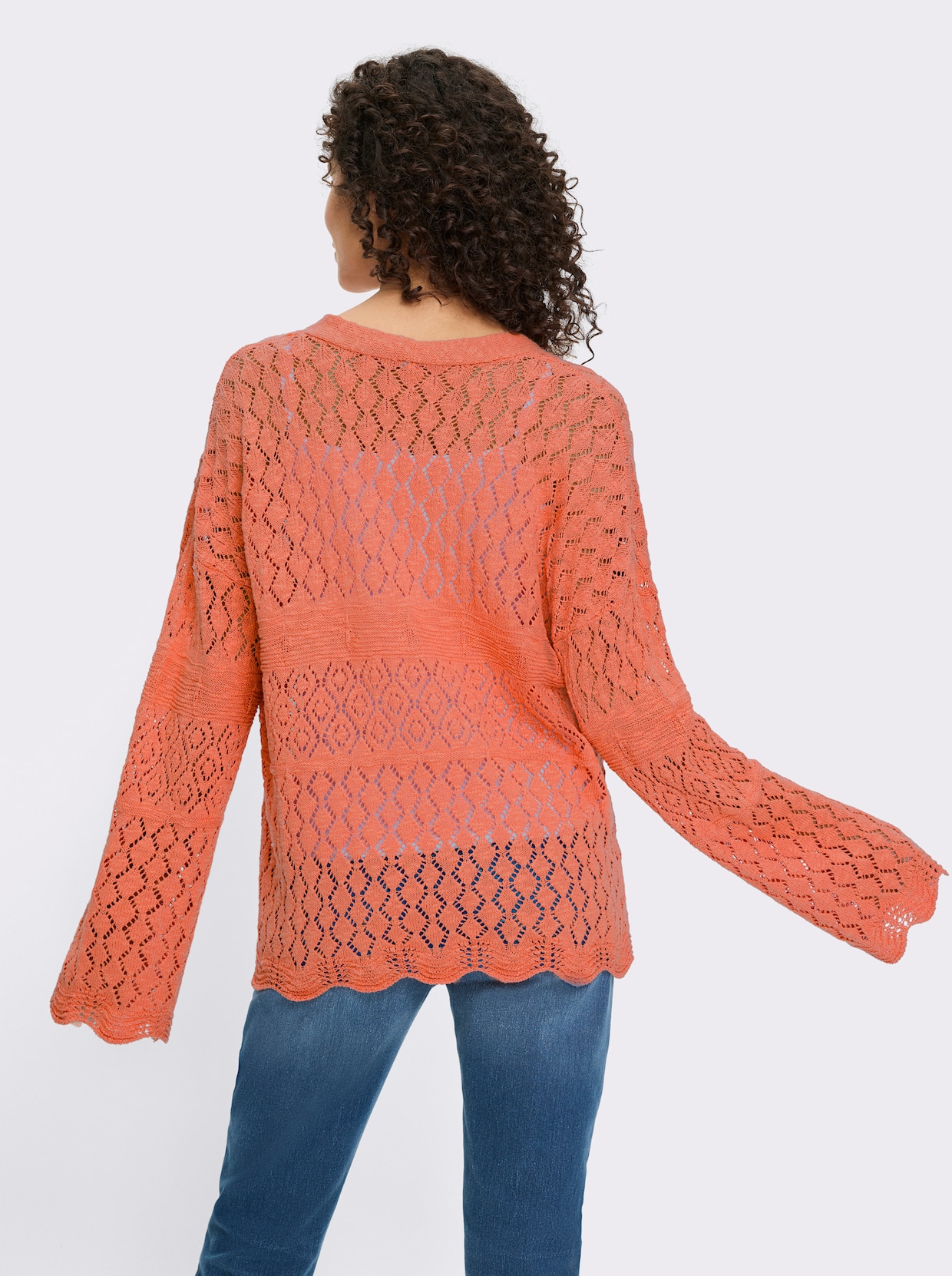 heine Ajourstrickjacke - papaya