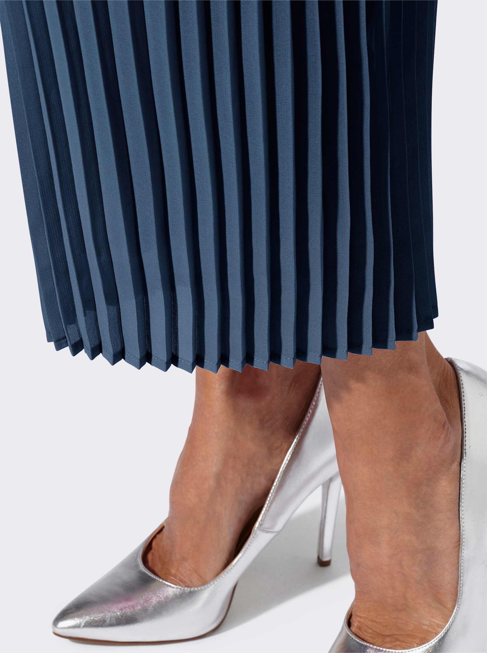 Marlene-broek van plissé - donkerblauw