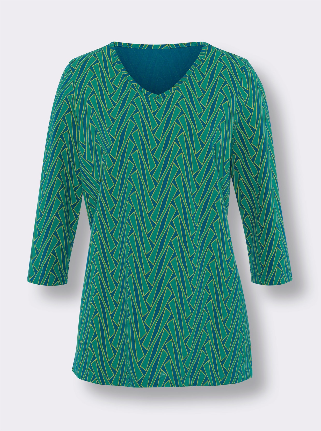 Shirt met 3/4-mouw - petrol geprint